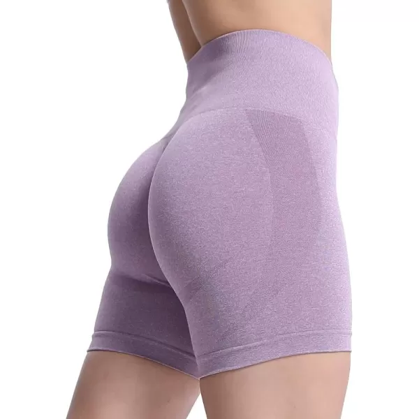 Aoxjox Contour Seamless Shorts for Women High Waist Workout Shorts Gym Biker Shorts Booty Running Yoga Shorts 5quotBerry Conserve Marl