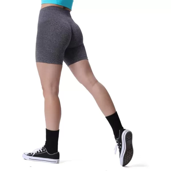 Aoxjox Contour Seamless Shorts for Women High Waist Workout Shorts Gym Biker Shorts Booty Running Yoga Shorts 5quotBlack Speckled Marl Pro Shorts  Pro Shorts