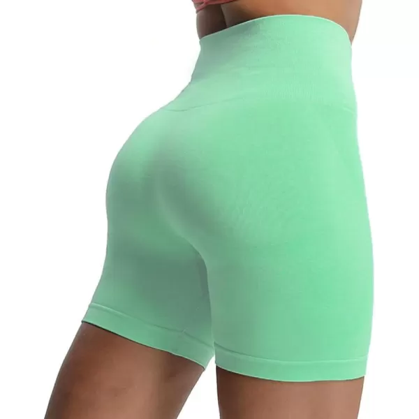Aoxjox Contour Seamless Shorts for Women High Waist Workout Shorts Gym Biker Shorts Booty Running Yoga Shorts 5quotCabbage Green Marl Not Squat Proof But Cute