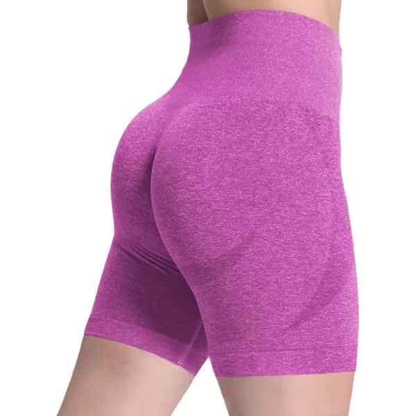 Aoxjox Contour Seamless Shorts for Women High Waist Workout Shorts Gym Biker Shorts Booty Running Yoga Shorts 5quotCattleya Purple Marl