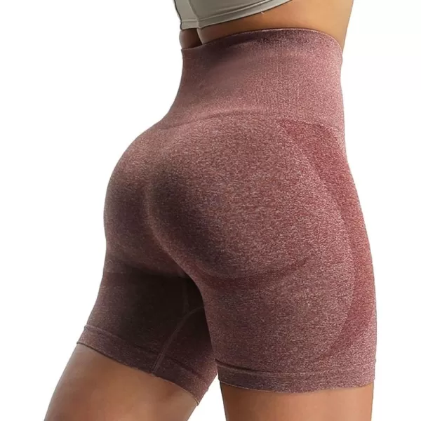 Aoxjox Contour Seamless Shorts for Women High Waist Workout Shorts Gym Biker Shorts Booty Running Yoga Shorts 5quotCherry Mahogany Marl