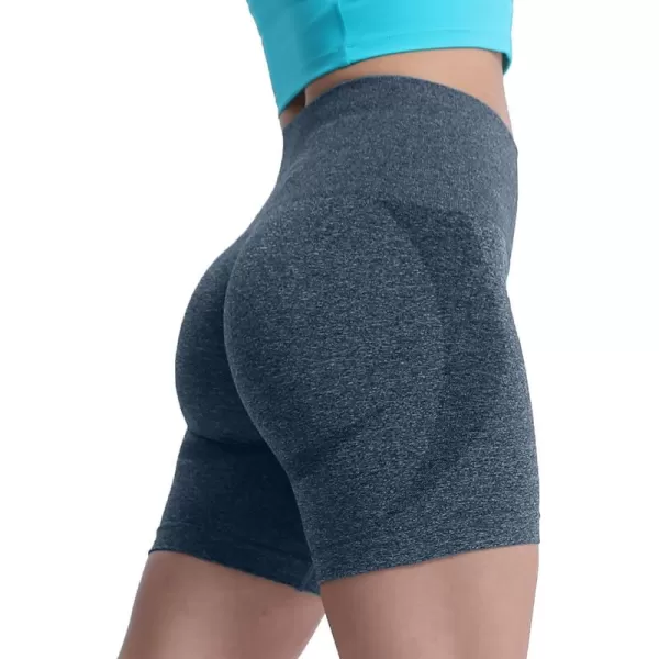 Aoxjox Contour Seamless Shorts for Women High Waist Workout Shorts Gym Biker Shorts Booty Running Yoga Shorts 5quotDeep Teal Marl