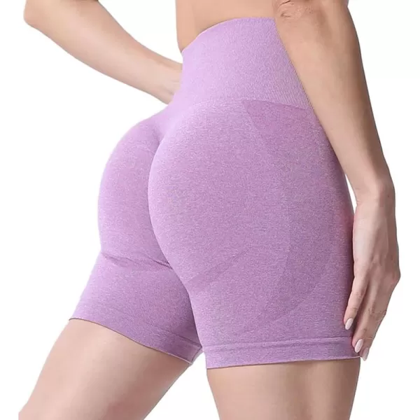 Aoxjox Contour Seamless Shorts for Women High Waist Workout Shorts Gym Biker Shorts Booty Running Yoga Shorts 5quotLupine Marl
