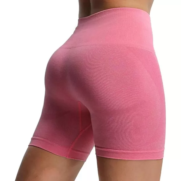 Aoxjox Contour Seamless Shorts for Women High Waist Workout Shorts Gym Biker Shorts Booty Running Yoga Shorts 5quotPink Cosmos Marl