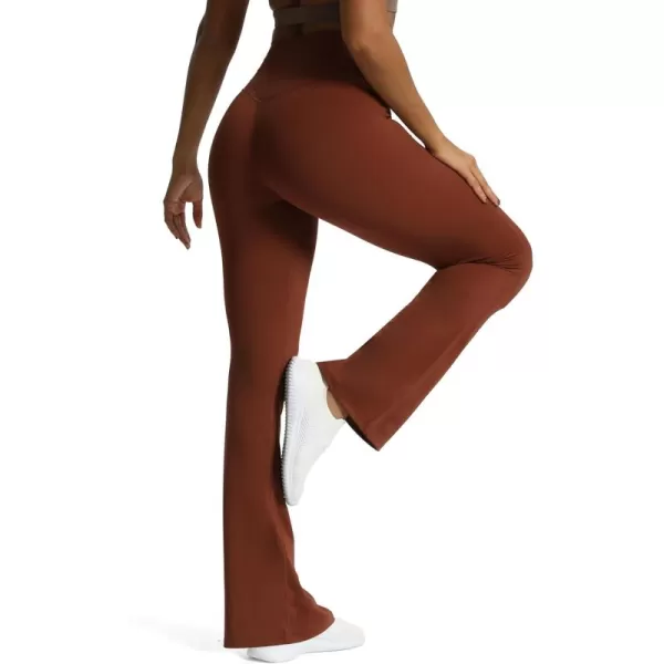 Aoxjox Flare Leggings for Women Trinity Tummy Control High Waisted Wide Leg Yoga PantsCherry Mahogany
