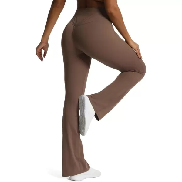 Aoxjox Flare Leggings for Women Trinity Tummy Control High Waisted Wide Leg Yoga PantsFudge Coffee