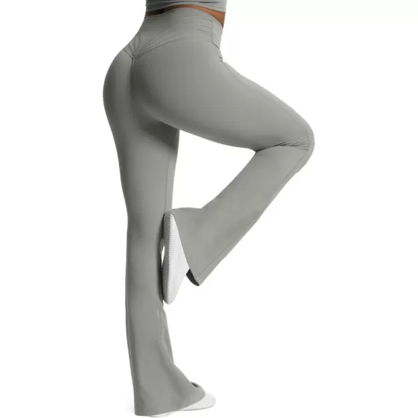 Aoxjox Flare Leggings for Women Trinity Tummy Control High Waisted Wide Leg Yoga PantsGrey