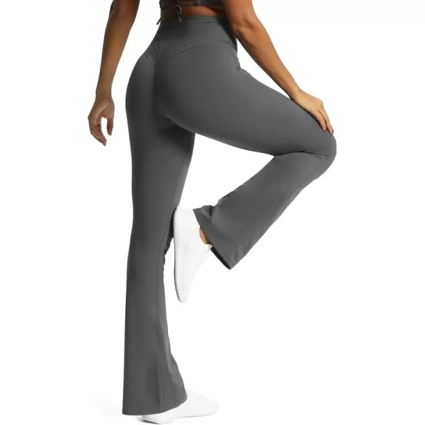 Aoxjox Flare Leggings for Women Trinity Tummy Control High Waisted Wide Leg Yoga PantsIron Grey