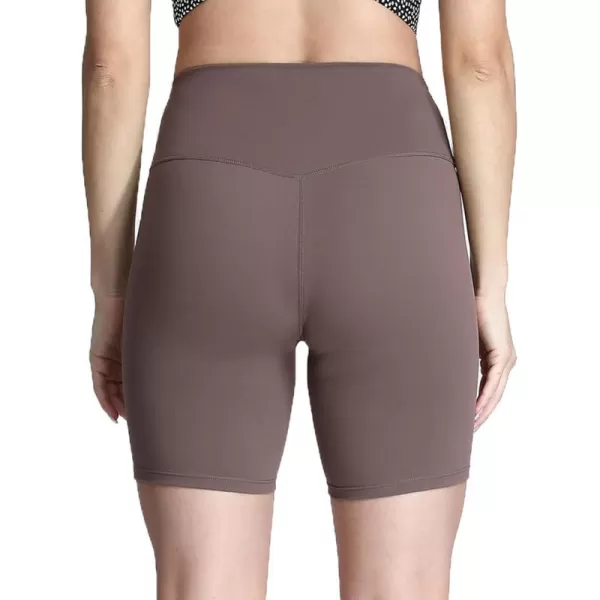 Aoxjox Metamorph Workout Biker Shorts for Women Tummy Control High Waisted Athletic Gym Running Deep V Yoga Shorts 6quotActive Coffee