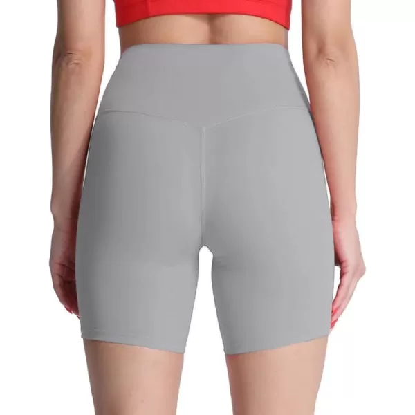 Aoxjox Metamorph Workout Biker Shorts for Women Tummy Control High Waisted Athletic Gym Running Deep V Yoga Shorts 6quotActive Grey