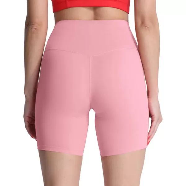 Aoxjox Metamorph Workout Biker Shorts for Women Tummy Control High Waisted Athletic Gym Running Deep V Yoga Shorts 6quotActive Pink