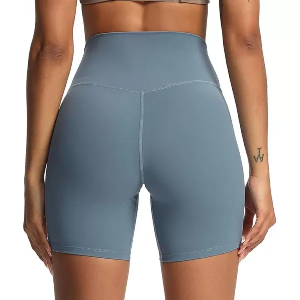 Aoxjox Metamorph Workout Biker Shorts for Women Tummy Control High Waisted Athletic Gym Running Deep V Yoga Shorts 6quotActive Steel Blue