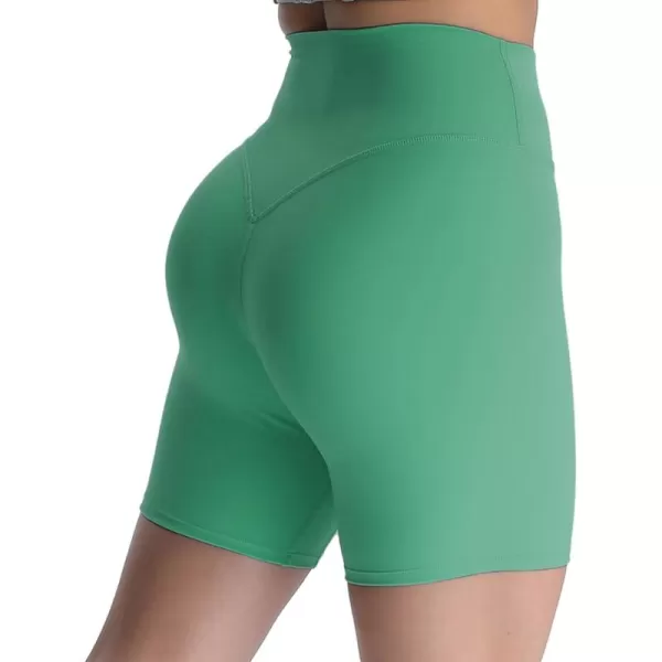 Aoxjox Metamorph Workout Biker Shorts for Women Tummy Control High Waisted Athletic Gym Running Deep V Yoga Shorts 6quotBottle Green