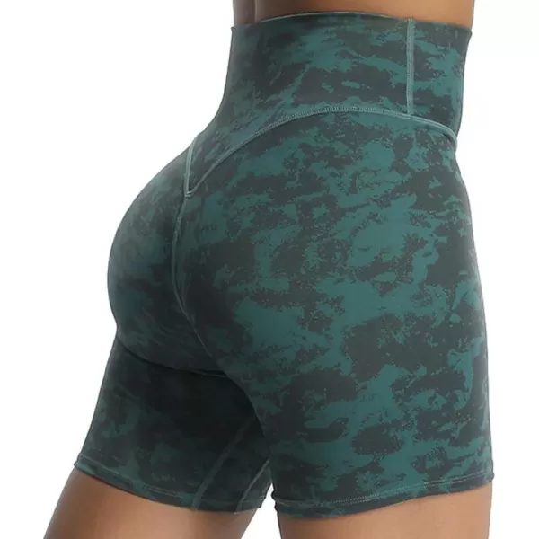 Aoxjox Metamorph Workout Biker Shorts for Women Tummy Control High Waisted Athletic Gym Running Deep V Yoga Shorts 6quotCloud Dark Green