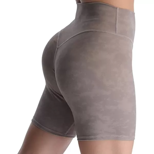 Aoxjox Metamorph Workout Biker Shorts for Women Tummy Control High Waisted Athletic Gym Running Deep V Yoga Shorts 6quotCloud Fade Mocha