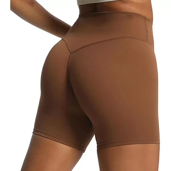 Aoxjox Metamorph Workout Biker Shorts for Women Tummy Control High Waisted Athletic Gym Running Deep V Yoga Shorts 6quotDandelion Brown