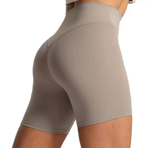 Aoxjox Metamorph Workout Biker Shorts for Women Tummy Control High Waisted Athletic Gym Running Deep V Yoga Shorts 6quotDriftwood
