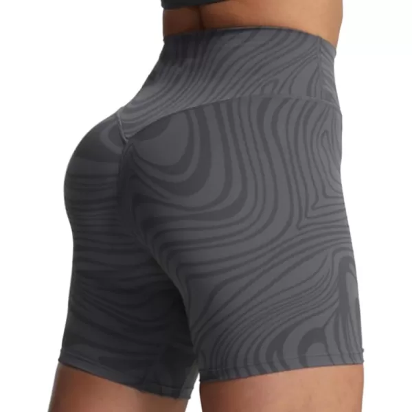 Aoxjox Metamorph Workout Biker Shorts for Women Tummy Control High Waisted Athletic Gym Running Deep V Yoga Shorts 6quotGrey Swirl
