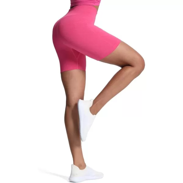 Aoxjox Metamorph Workout Biker Shorts for Women Tummy Control High Waisted Athletic Gym Running Deep V Yoga Shorts 6quotMagenta Marl