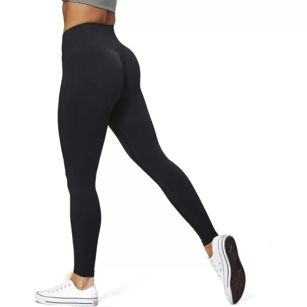 Aoxjox Scrunch Seamless Leggings for Women High Waisted Tummy Control 20 Smile Contour Workout Leggings Yoga Pants 24quotBlack