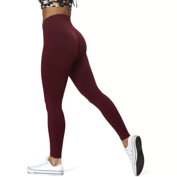 Aoxjox Scrunch Seamless Leggings for Women High Waisted Tummy Control 20 Smile Contour Workout Leggings Yoga Pants 24quotBlack Berry Marlscrunch