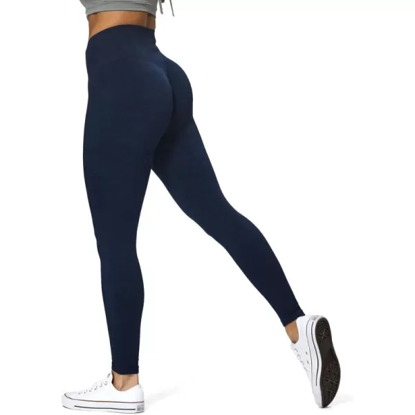 Aoxjox Scrunch Seamless Leggings for Women High Waisted Tummy Control 20 Smile Contour Workout Leggings Yoga Pants 24quotNavy Peony Marlscrunch