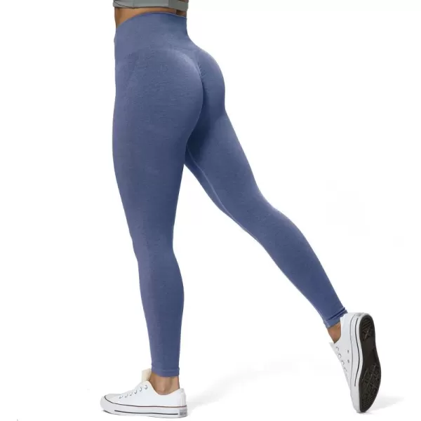 Aoxjox Scrunch Seamless Leggings for Women High Waisted Tummy Control 20 Smile Contour Workout Leggings Yoga Pants 24quotSteel Blue Marlscrunch