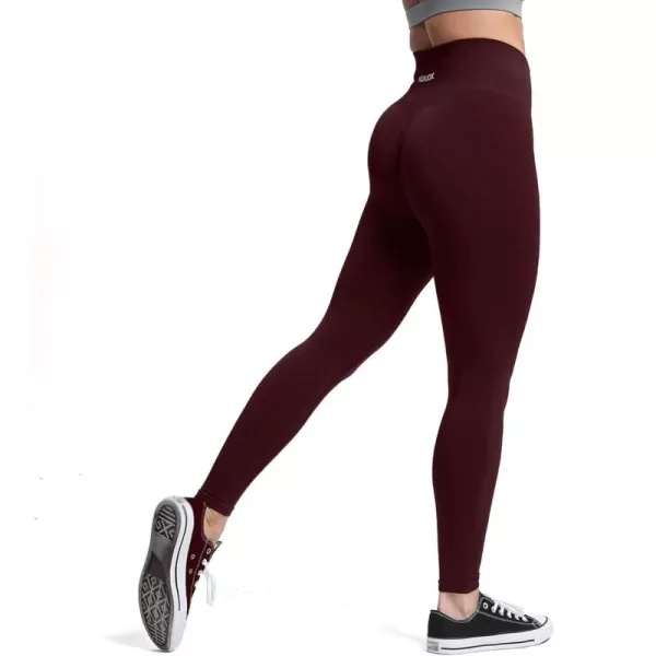 Aoxjox Seamless Scrunch Legging for Women Asset Tummy Control Workout Gym Fitness Sport Active Yoga Pants 22Black Berry Marl With Logo