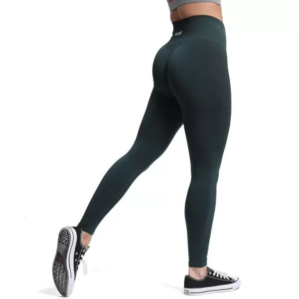 Aoxjox Seamless Scrunch Legging for Women Asset Tummy Control Workout Gym Fitness Sport Active Yoga Pants 22Ponderosa Green Marl With Logo