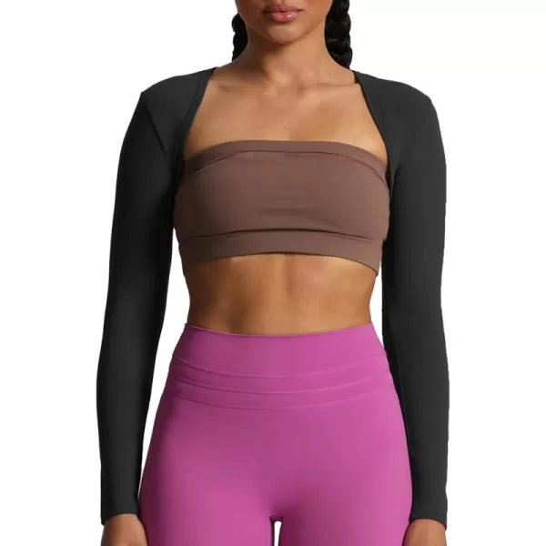 Aoxjox Womens Long Sleeve Open Front Bolero Shrug Crop Top CardiganBlack