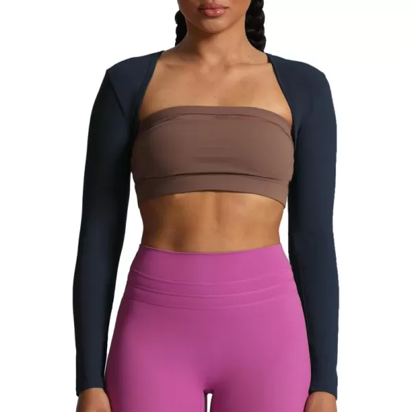 Aoxjox Womens Long Sleeve Open Front Bolero Shrug Crop Top CardiganBlueberry