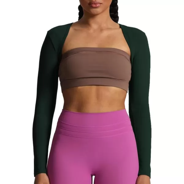 Aoxjox Womens Long Sleeve Open Front Bolero Shrug Crop Top CardiganForest Green Deep Depths Green