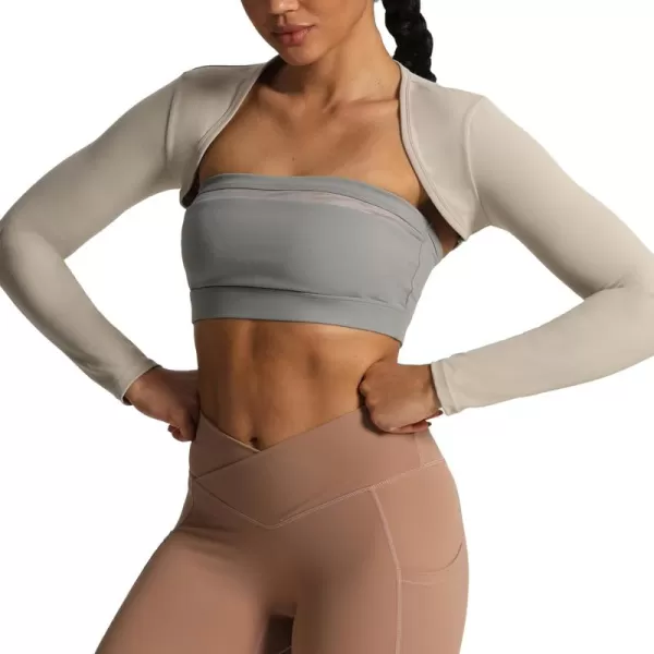 Aoxjox Womens Long Sleeve Open Front Bolero Shrug Crop Top CardiganMink