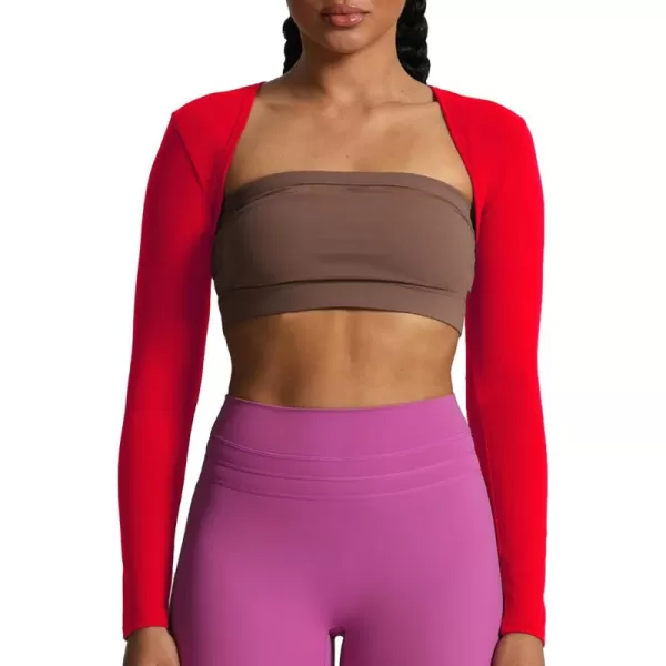 Aoxjox Womens Long Sleeve Open Front Bolero Shrug Crop Top CardiganRacing Red