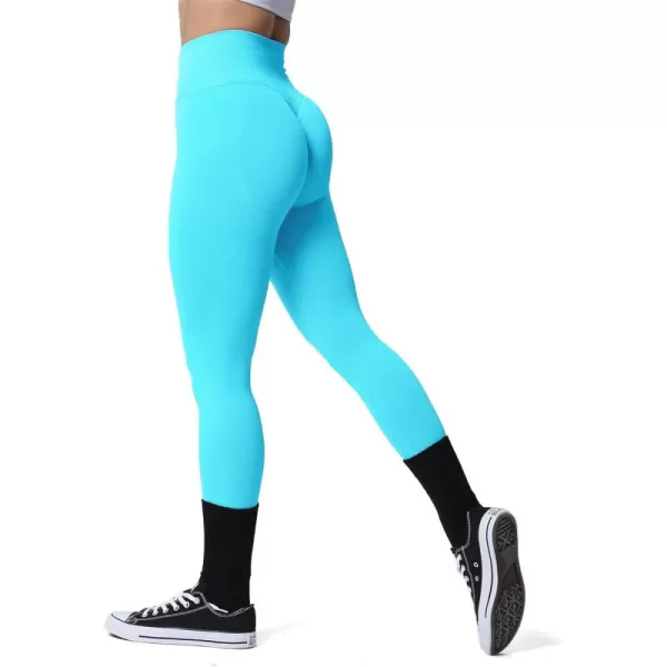 Aoxjox Womens Scrunch Butt Lifting Seamless Leggings Booty High Waisted Workout Yoga PantsA Blue Elixir