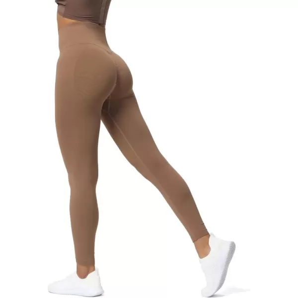 Aoxjox Womens Scrunch Butt Lifting Seamless Leggings Booty High Waisted Workout Yoga PantsA Coffee