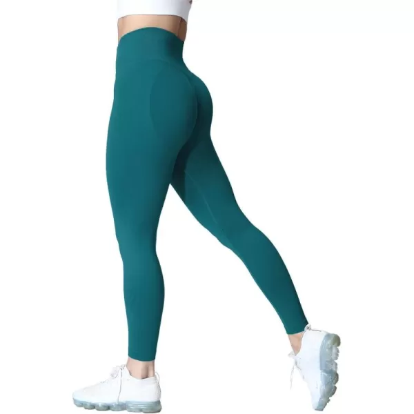 Aoxjox Womens Scrunch Butt Lifting Seamless Leggings Booty High Waisted Workout Yoga PantsA Forest Green Thin Scrunch