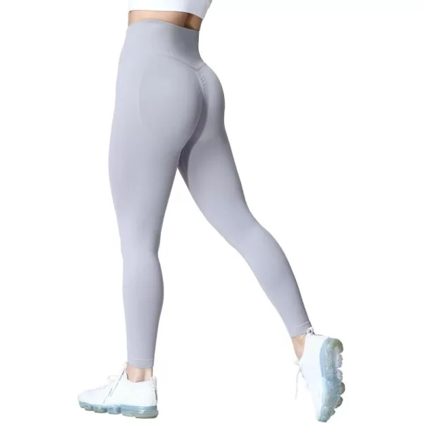 Aoxjox Womens Scrunch Butt Lifting Seamless Leggings Booty High Waisted Workout Yoga PantsA Light Grey