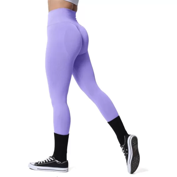 Aoxjox Womens Scrunch Butt Lifting Seamless Leggings Booty High Waisted Workout Yoga PantsA Light Purple