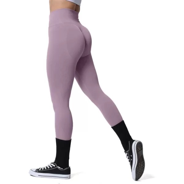 Aoxjox Womens Scrunch Butt Lifting Seamless Leggings Booty High Waisted Workout Yoga PantsA Mauve Purple