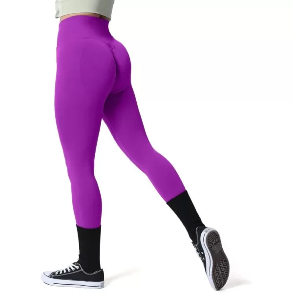 Aoxjox Womens Scrunch Butt Lifting Seamless Leggings Booty High Waisted Workout Yoga PantsA Purple