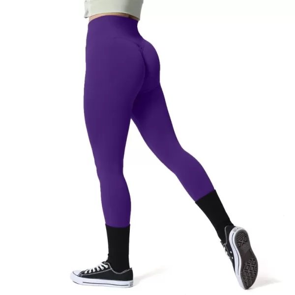 Aoxjox Womens Scrunch Butt Lifting Seamless Leggings Booty High Waisted Workout Yoga PantsAcai Purple