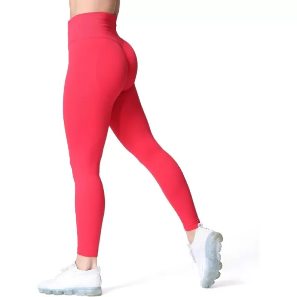 Aoxjox Womens Scrunch Butt Lifting Seamless Leggings Booty High Waisted Workout Yoga PantsRed