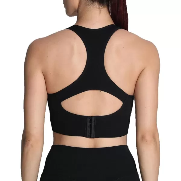 Aoxjox Womens Workout Ribbed Seamless Sports Bras Fitness Running Yoga Crop Tank TopC Black