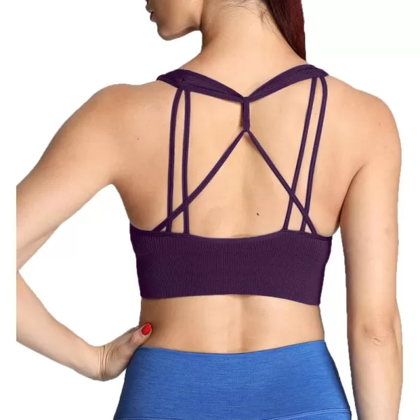 Aoxjox Womens Workout Ribbed Seamless Sports Bras Fitness Running Yoga Crop Tank TopCocoa