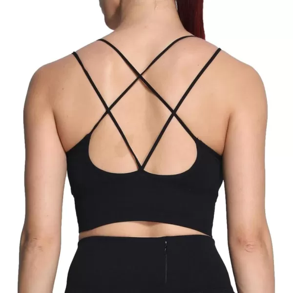 Aoxjox Womens Workout Ribbed Seamless Sports Bras Fitness Running Yoga Crop Tank TopD Black