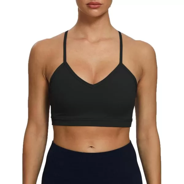 Aoxjox Womens Workout Sports Bras Fitness Backless Padded Cassie Convertible Strappy Bra Yoga Crop Tank TopBlack