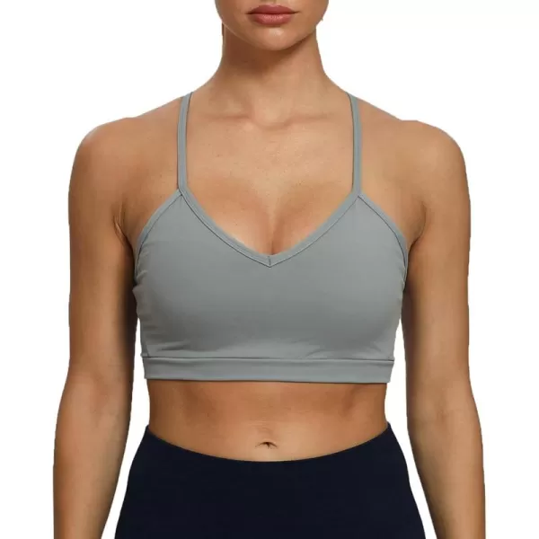 Aoxjox Womens Workout Sports Bras Fitness Backless Padded Cassie Convertible Strappy Bra Yoga Crop Tank TopGrey