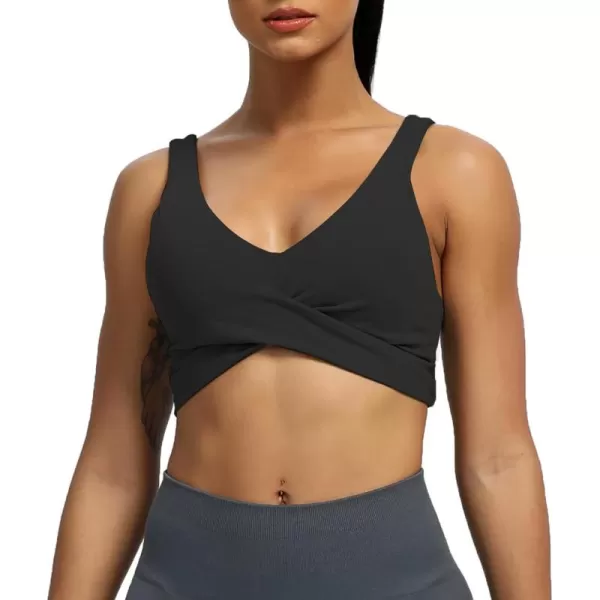 Aoxjox Womens Workout Sports Bras Fitness Backless Padded Lilian Adjust Straps Bra Yoga Crop Tank TopBlack