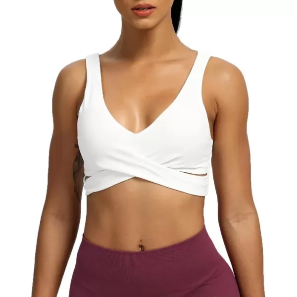 Aoxjox Womens Workout Sports Bras Fitness Backless Padded Lilian Adjust Straps Bra Yoga Crop Tank TopWhite